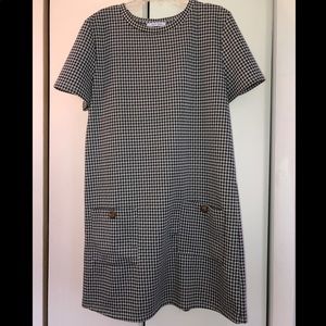 Zara Houndstooth black and white dress